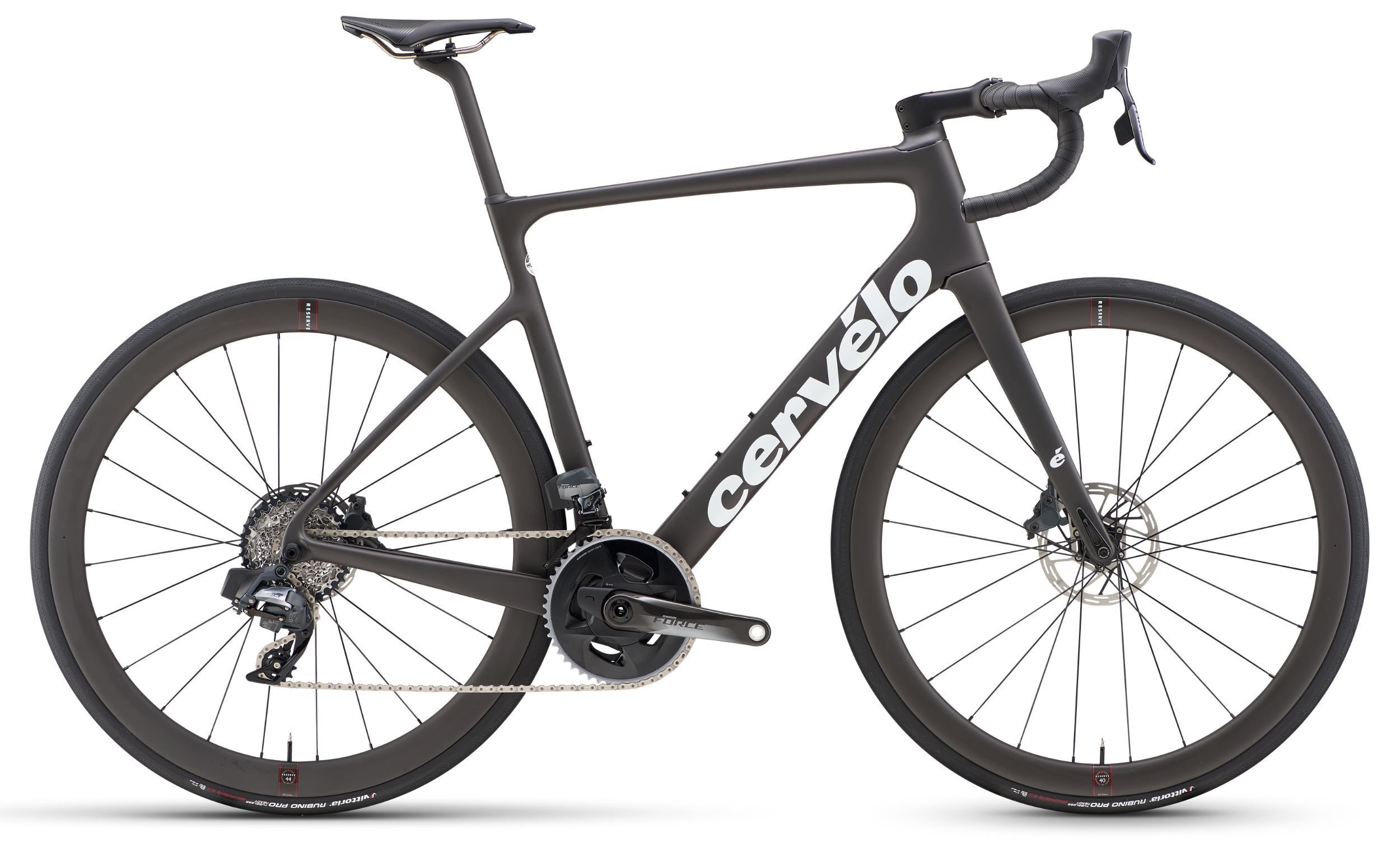 Cervélo Caledonia 5 SRAM Force Etap AXS Caledonia 5 Force eTap AXS schwarz mit weißem Decal Seitenansicht rechts